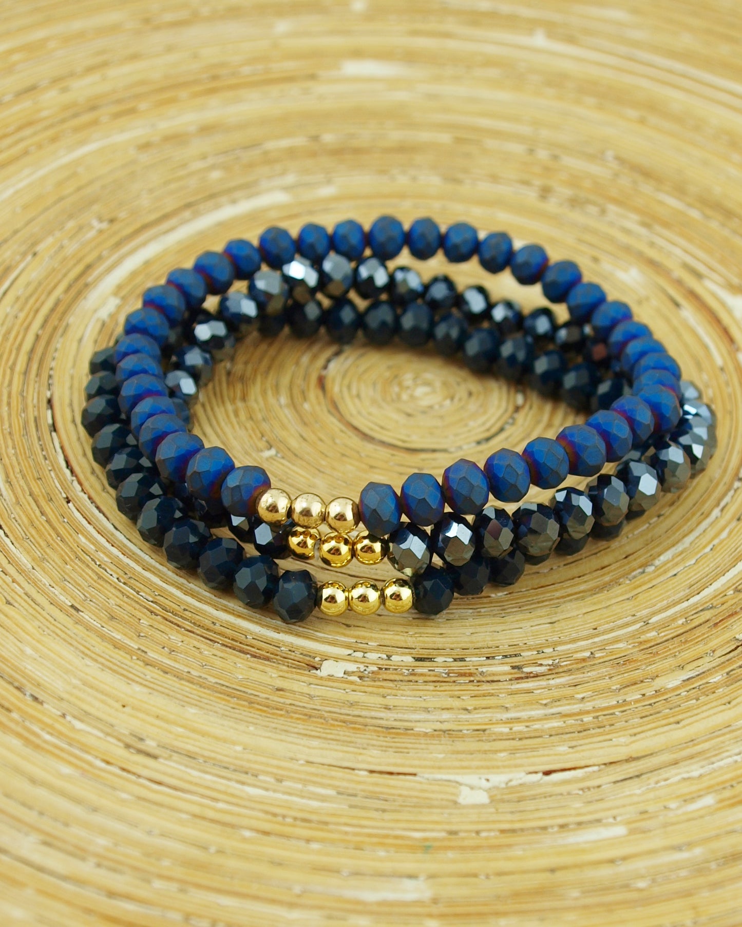 Armbanden set facet kralen midnight blue