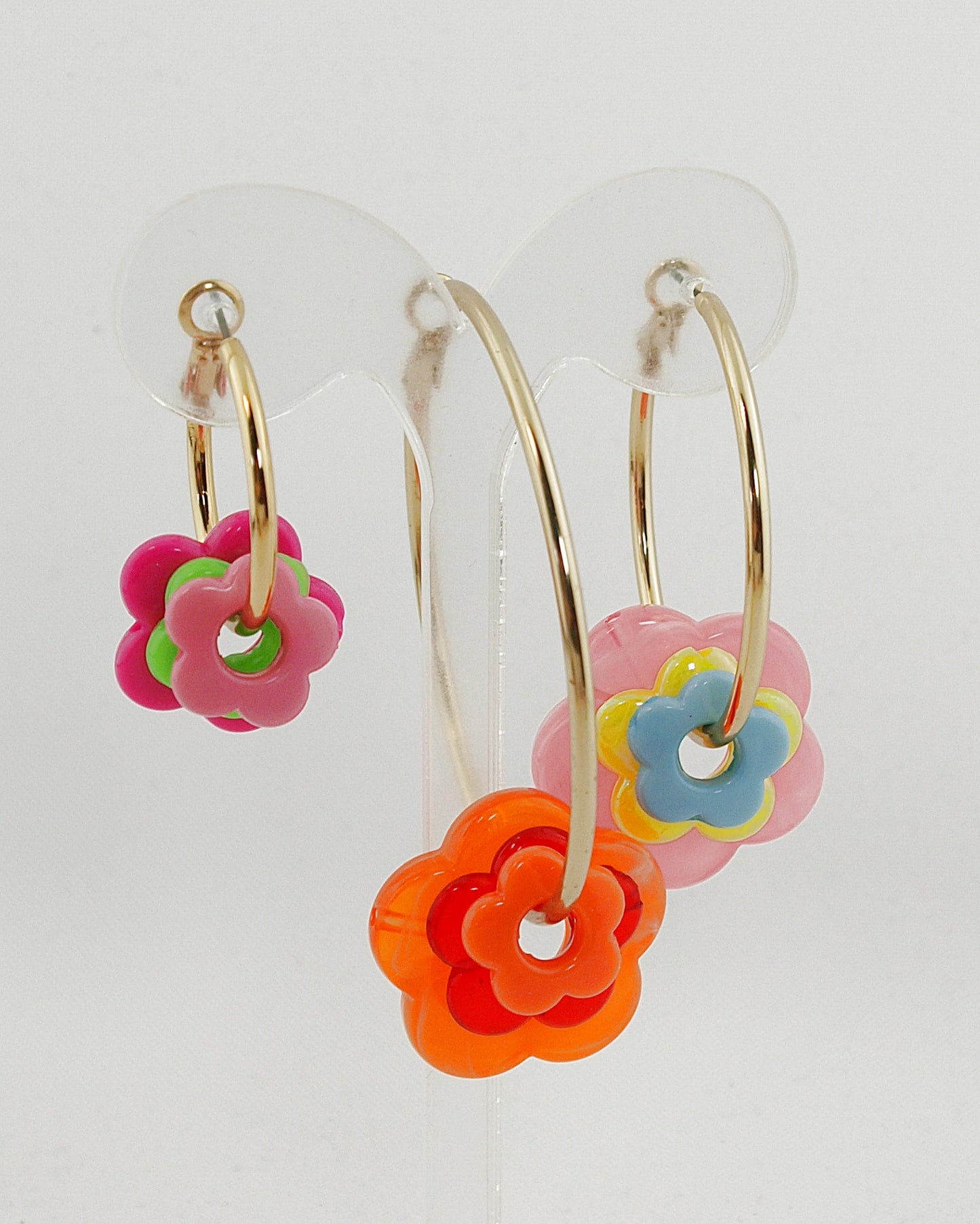 Oorbellen: oorringen bloemen hangers mix & match goud