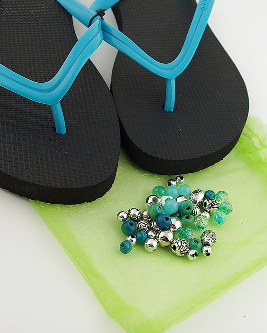 Teenslippers DIY Zwart turkoois