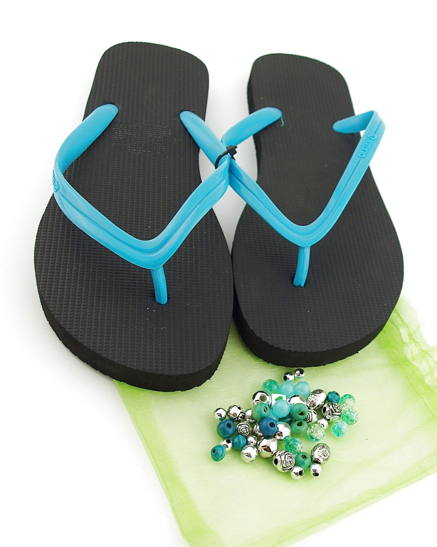 Teenslippers DIY Zwart turkoois